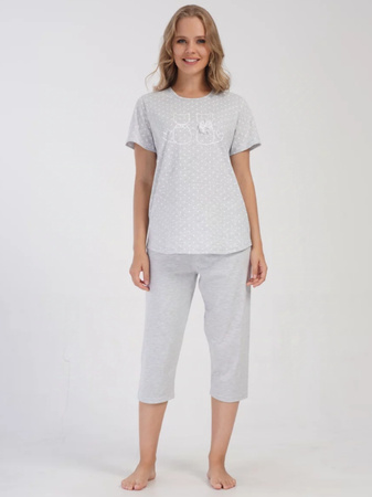 piżama damska KOTY szary/biały 1XL-4XL (46-52)
